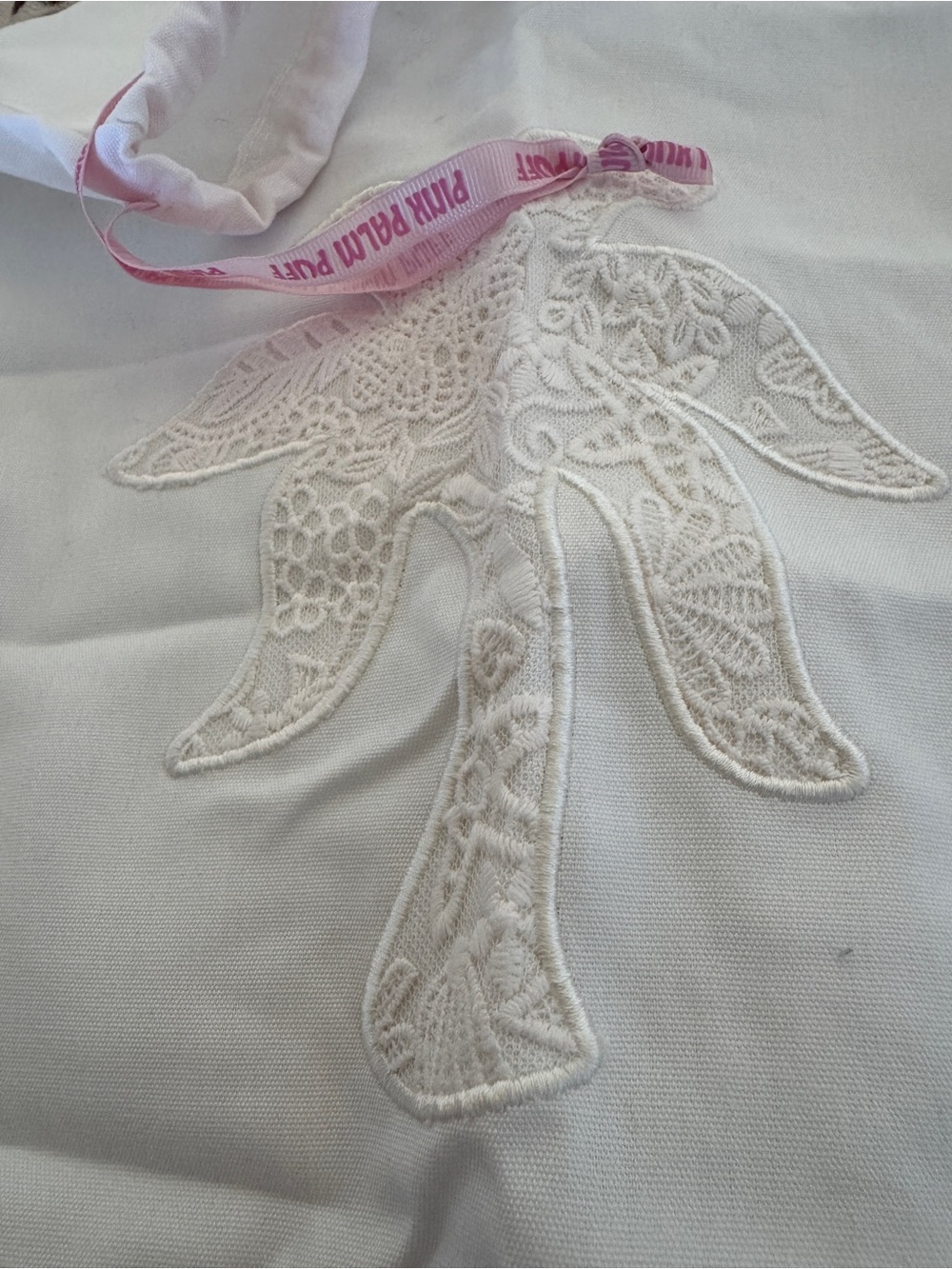 *UNRELEASED* Pink Palm Puff lace embroidered palm dust bag